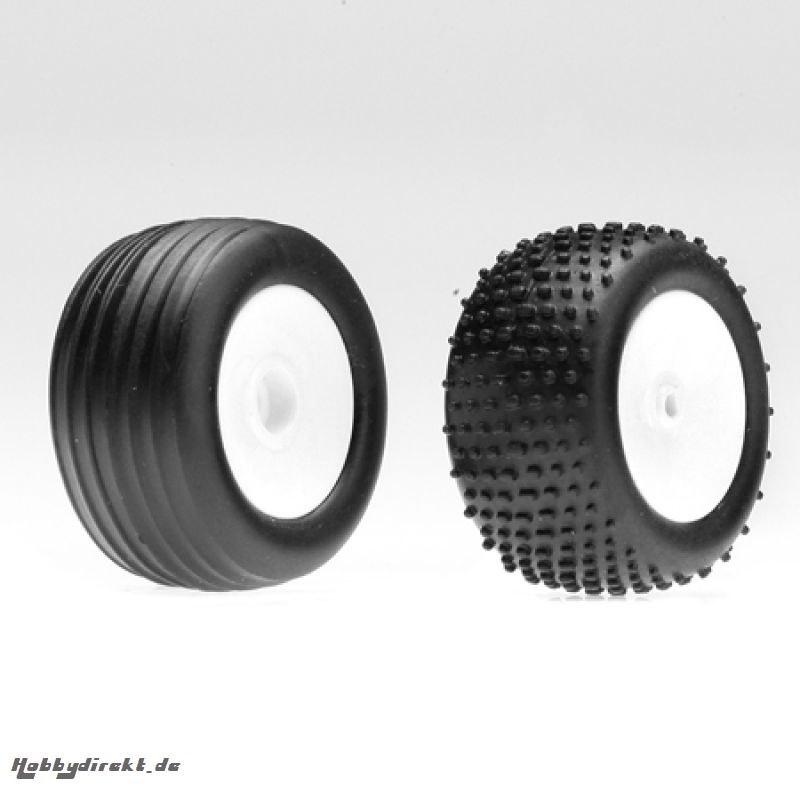 Front/Rear Wheels & Tires, White: Micro-T/B/DT Horizon LOSB1526