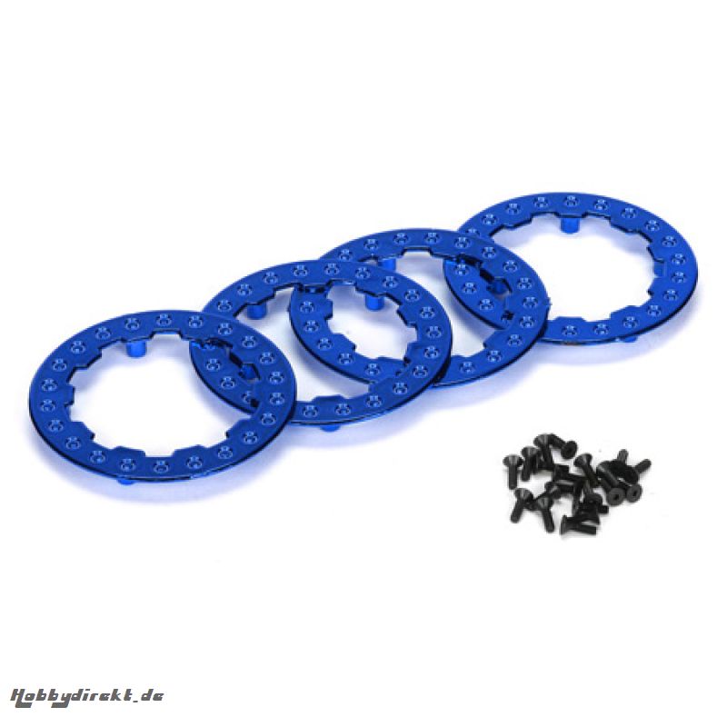 Losi Beadlock Ring mit Schrauben/ Blau Chrome: XXX-SCT(4) Horizon LOSB7025