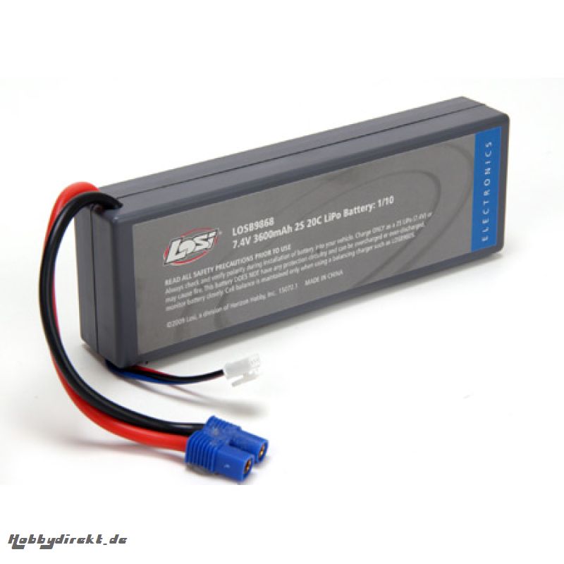 7.4V 3600mAh 2S LiPo 20C Hard Horizon LOSB9868