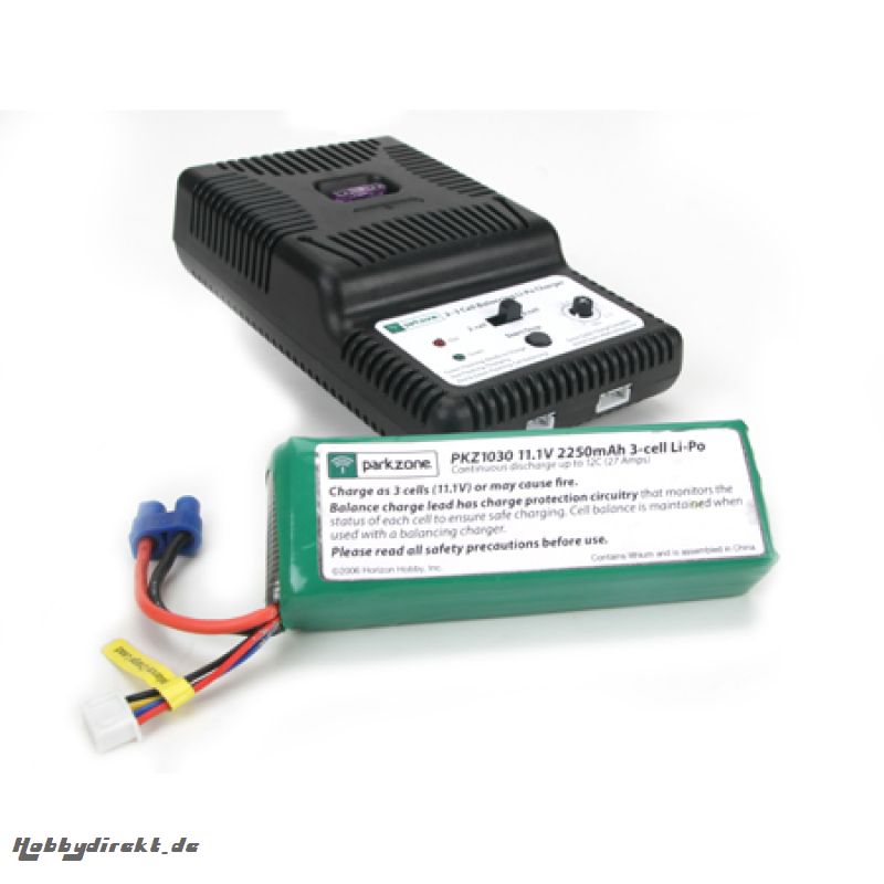 2200mAh 3S LiPo Set mit Lader PKZ1050 JSB Hangar9 E-Flite Scorpio