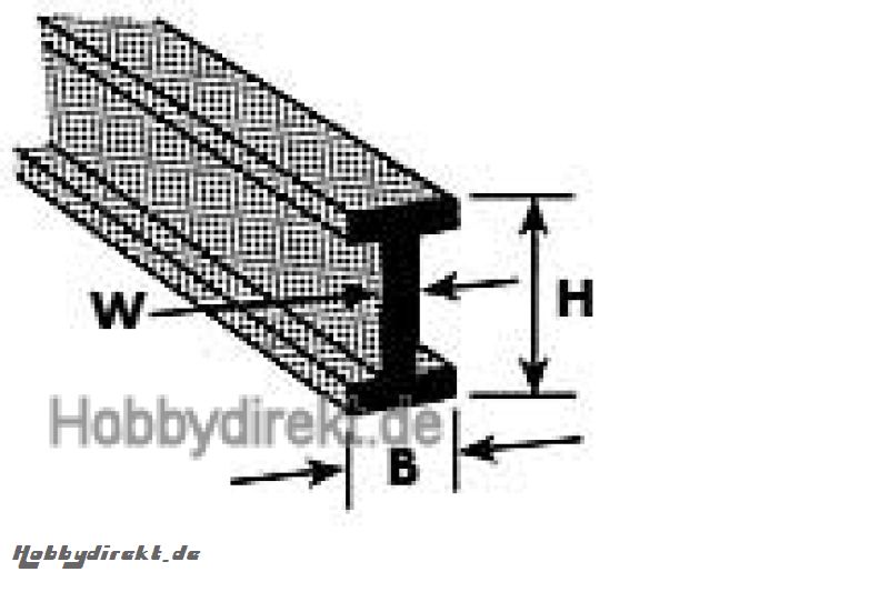 B-3 Doppel-T-Profil ABS 2,4x1,2x250mm (8) Krick 190022