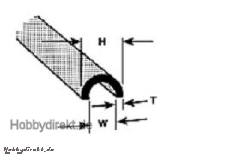 HP-3 Halbrund-Profil ABS 4,8x2,4x375mm (4) Krick 190171