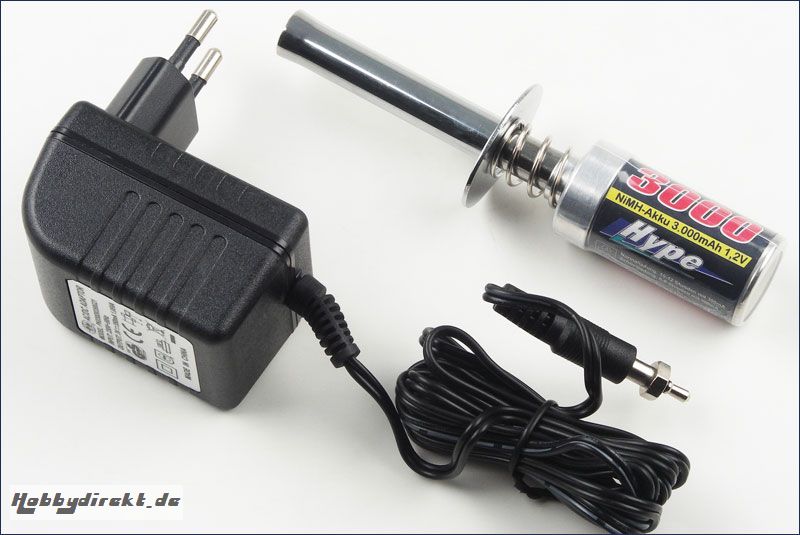 Glow Starter 3000mAh m. 230V Lader kurz Hype Kyosho 082-5030