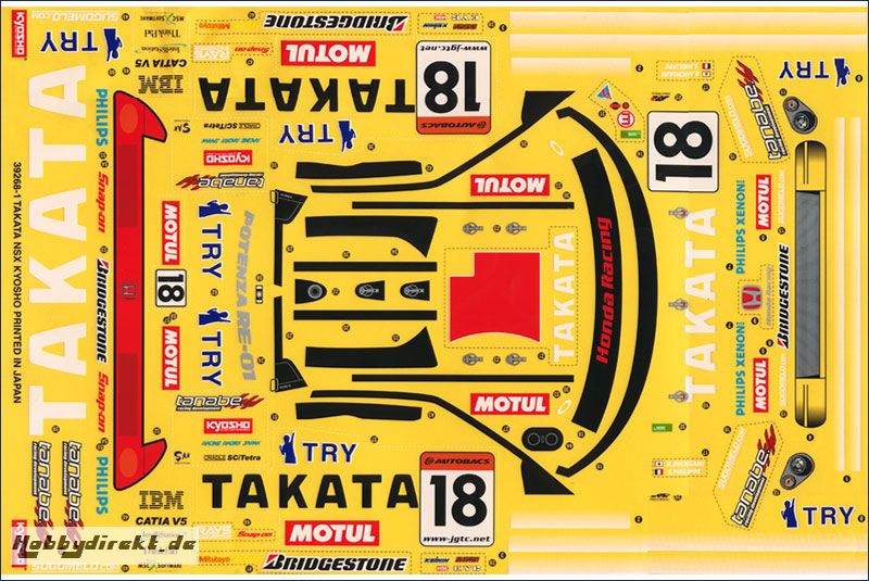 Dekorbogen 1:10 TAKATA DOME NSX Kyosho 39268-01