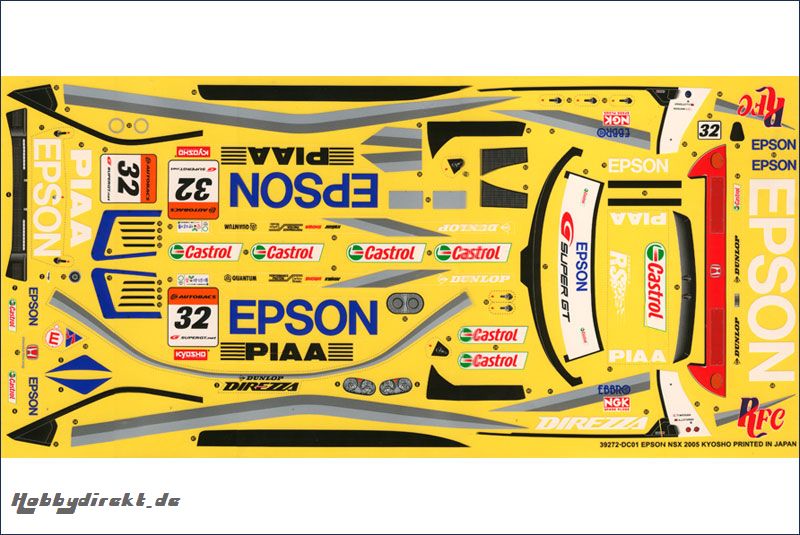 Dekorbogen 1:10 EPSON NSX 2005 Kyosho 39272-01