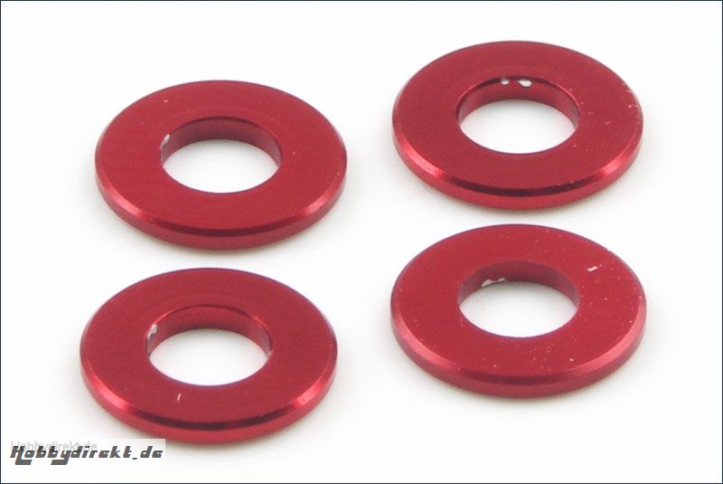 Scheiben Alu, 3x6.5x0.75mm, rot (4) Kyosho 97042-075R