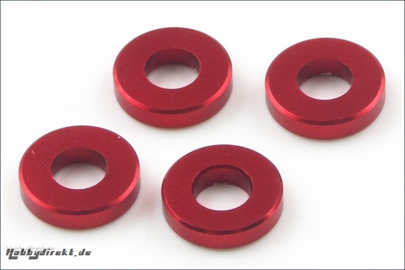 Scheiben Alu, 3x6.5x1.5mm, rot (4) Kyosho 97042-15R