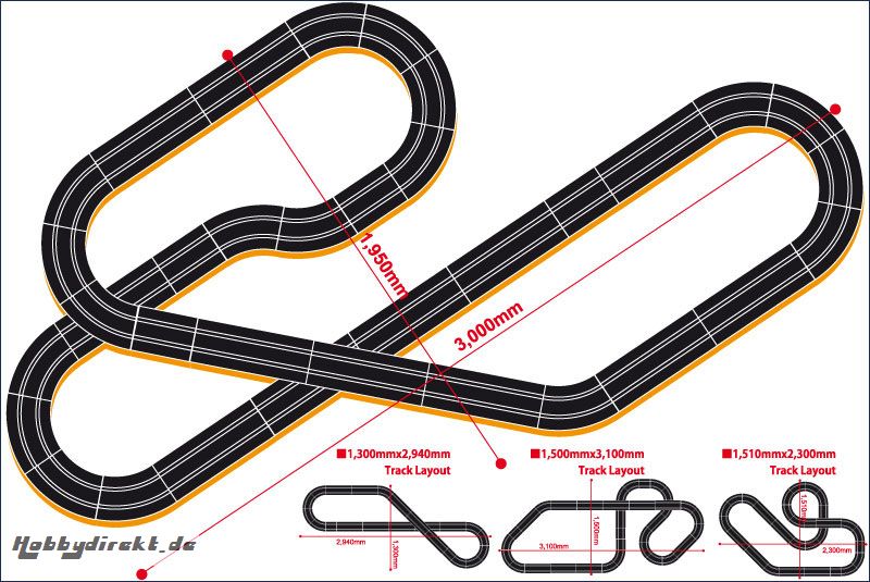 Rennbahnset Dslot43 Track Circuit 96 o.A Kyosho D1434091