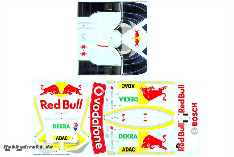 Dekorbogen 1:8 Audi A4 DTM Red Bull 2007 Kyosho IGB-151-01