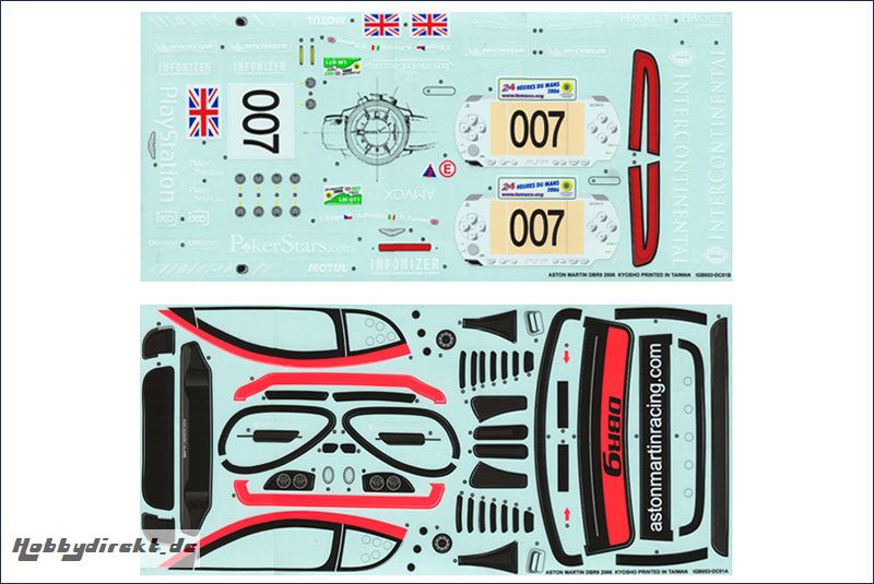 Dekorbogen 1:8 Aston Martin DBR9 Kyosho IGB-53-01