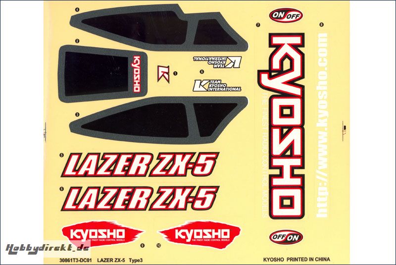 Dekorbogen LAZER ZX-5 RS, Typ 3 Kyosho LAD-103