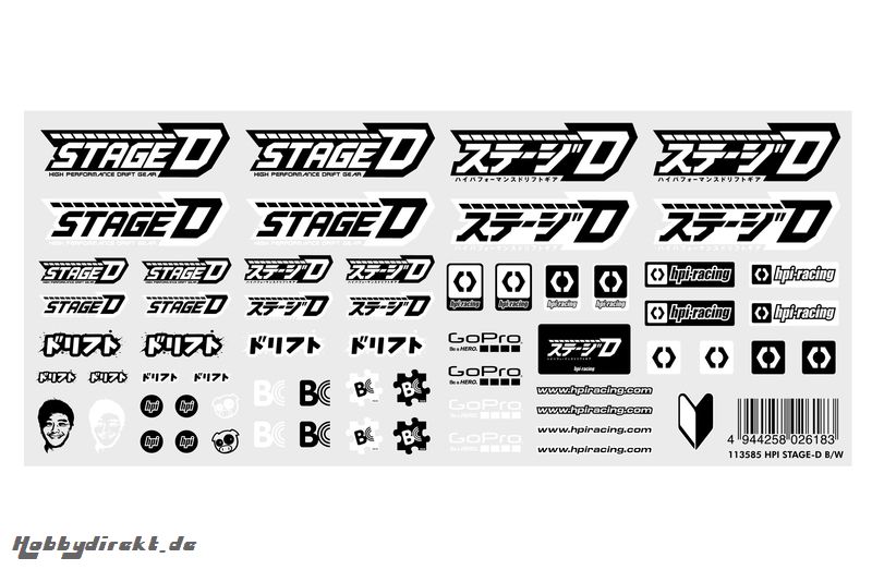 HPI Stage-D Aufkleber (schwarz-weiss) hpi racing H113585