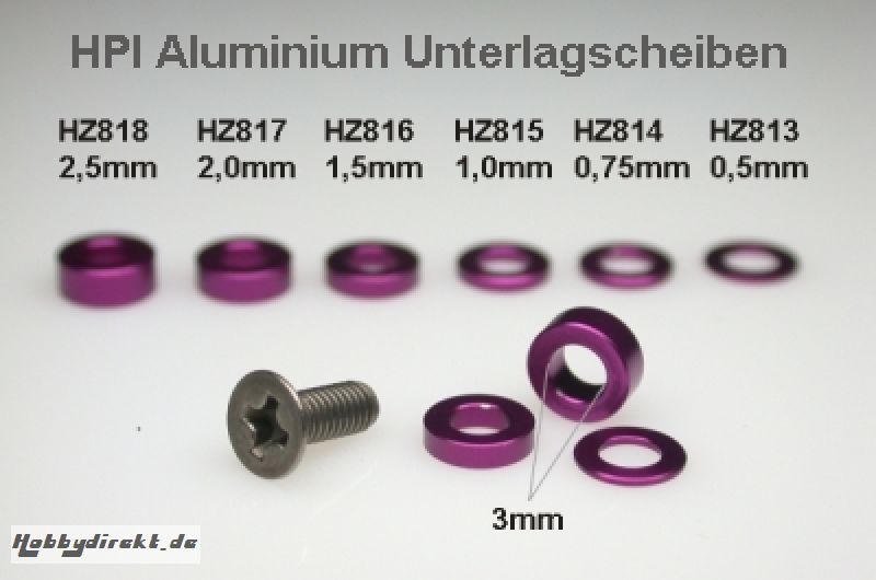 Alu Unterlagscheibe 3x6x0.5mm (10St) hpi racing HZ813