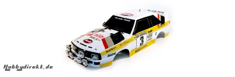 Audi Quattro Karosserie klar, Audi Team Decals, Anbauteile LRP TRL017