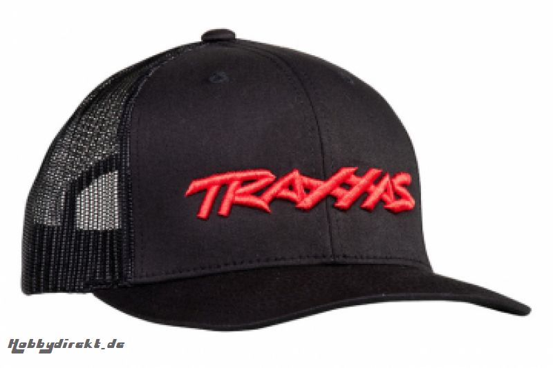 Trucker Hat Curved Bill Black (Red Logo) Traxxas 1182-BLR