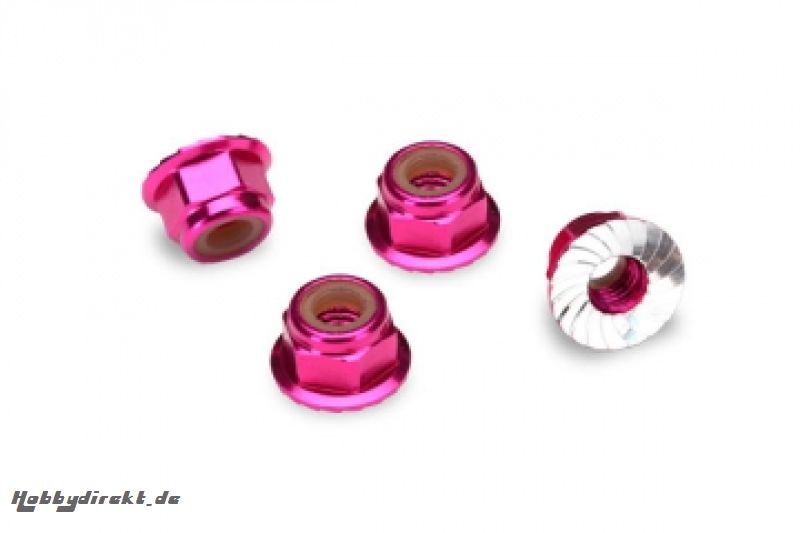 Lock Nut Flanged M4 Alu Pink (4) Traxxas 1747P