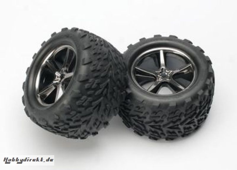 Tires & Wheels Talon/Gemini Black Chrome (14mm) 3.8 (2) Traxxas 5374A