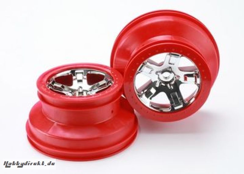 Felgen, SCT chrome, rot beadlock Traxxas 295868