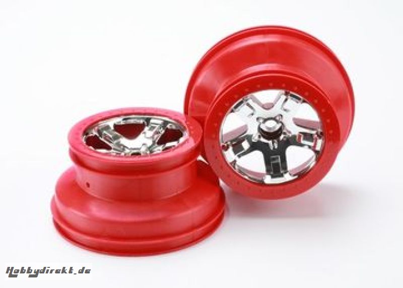 Felgen, SCT chrome, rot beadlock Traxxas 295870