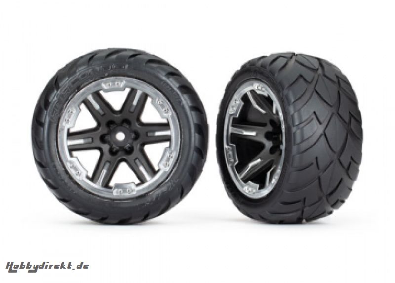 Tires & Wheels Anaconda/RXT Black & Chrome 2,8 4WD, 2WD Front (TSM-Rated)(2) Traxxas 6775X