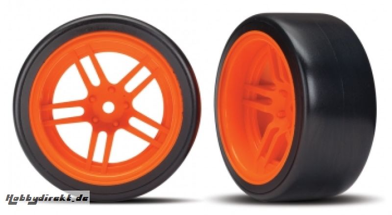 Tires & Wheels Drift 1.9 on Orange Split-spoke Rear (2) Traxxas 8377A