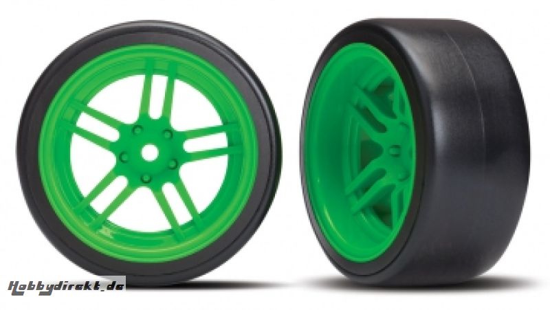 Tires & Wheels Drift 1.9 on Green Split-spoke Rear (2) Traxxas 8377G