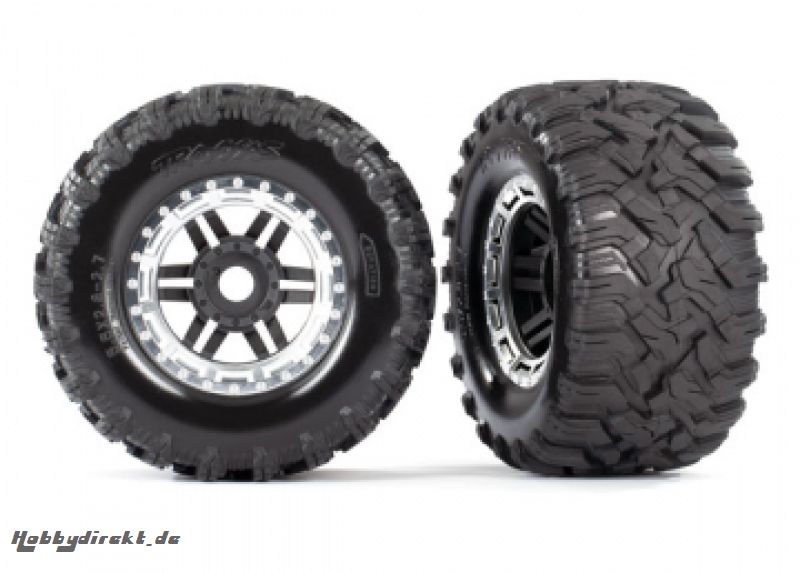 Tires & Wheels Maxx/Black/Satin Chrome (17mm) 2,8 TSM (2) Traxxas 8972X