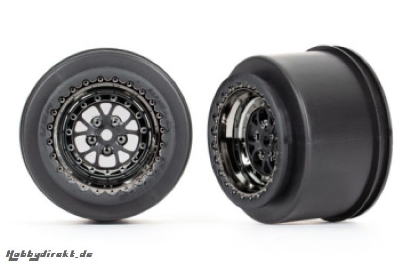 Wheels Rear Black Chrome (2) Drag Slash Traxxas 9473X