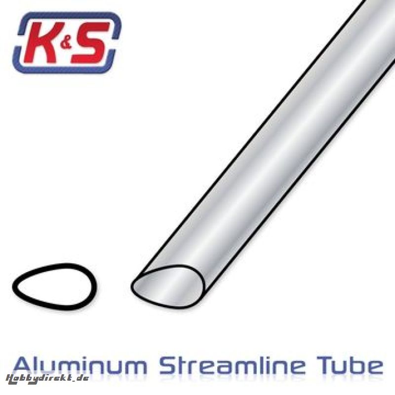 Aluminium Streamline Tube 12.7x890mm (1/2x35) (4) K&S 1103