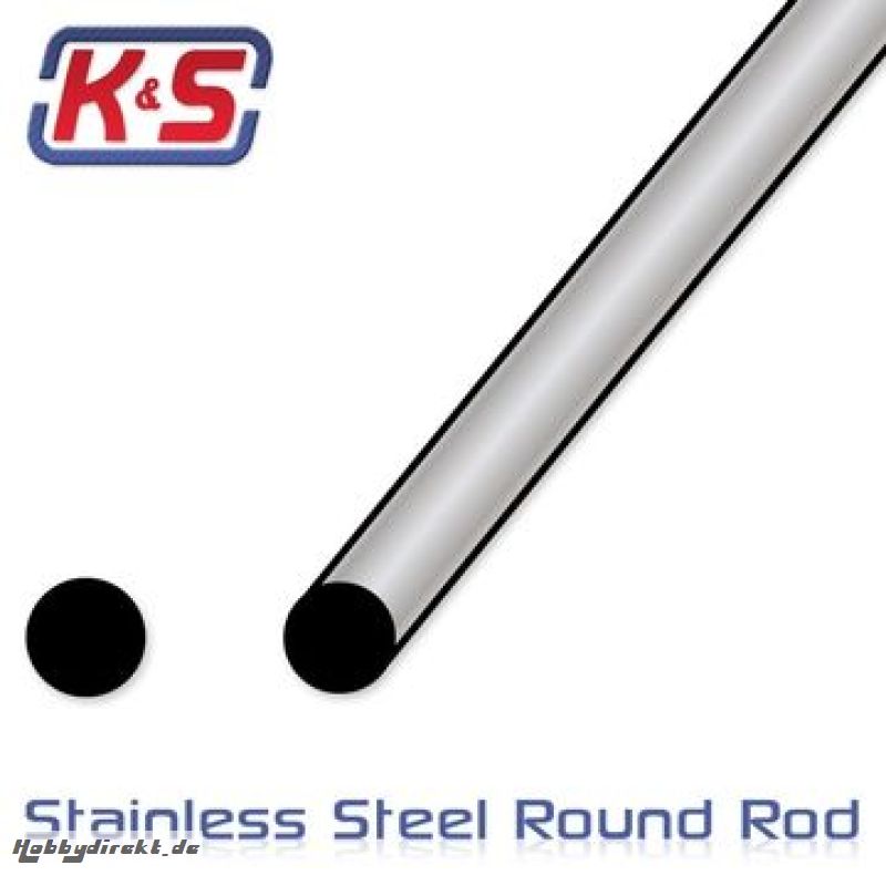 Stab aus rostfreiem Stahl 3/32(2.4x300mm) (6) K&S 7133 STEEL ROD 1/8