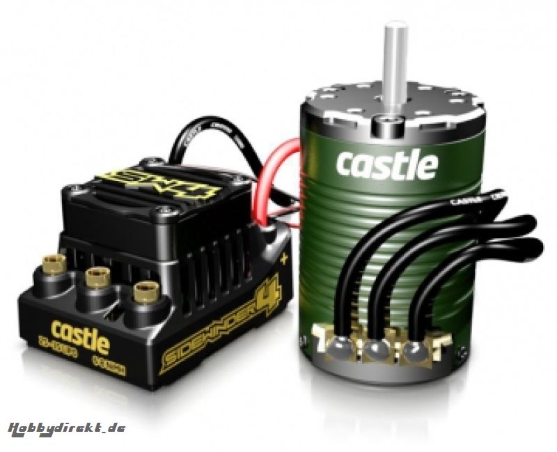 Castle - Sidewinder SW4, 12.6V, 2A BEC, WP Sensorless ESC W/1410-3800 5MM Sensored motor CC-010-0164-06