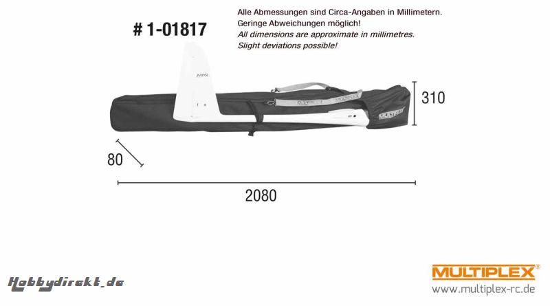 Modelltasche Segler bis 4m (z.B. Alpina) Multiplex 1-01817