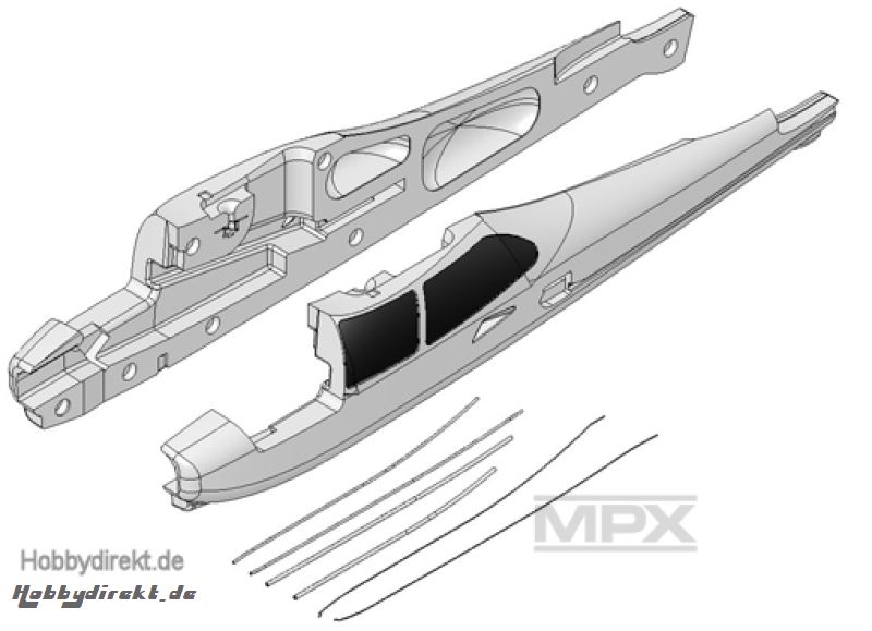 Rumpfhälften+Bowdenzüge MiniMag Multiplex 224175