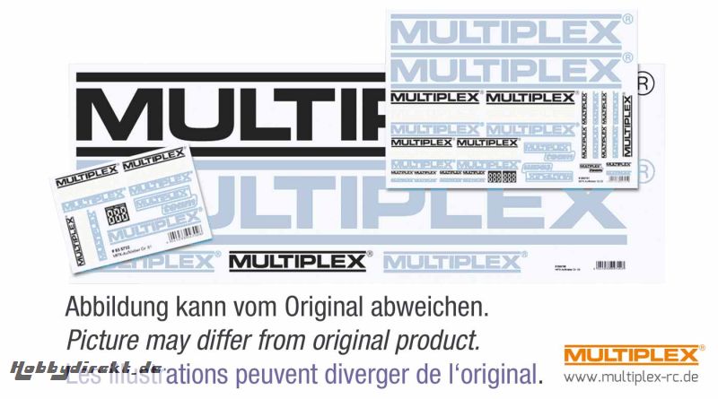 Aufkleber-Set MPX-Logo schw/w/sil 12,5x8,7cm VE 20St. Multiplex