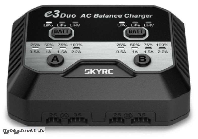 SkyRC e3 Duo Ladegerät 2-3s LiPo/LiFe/LiHV 240VAC SKYRC SK-100164-01