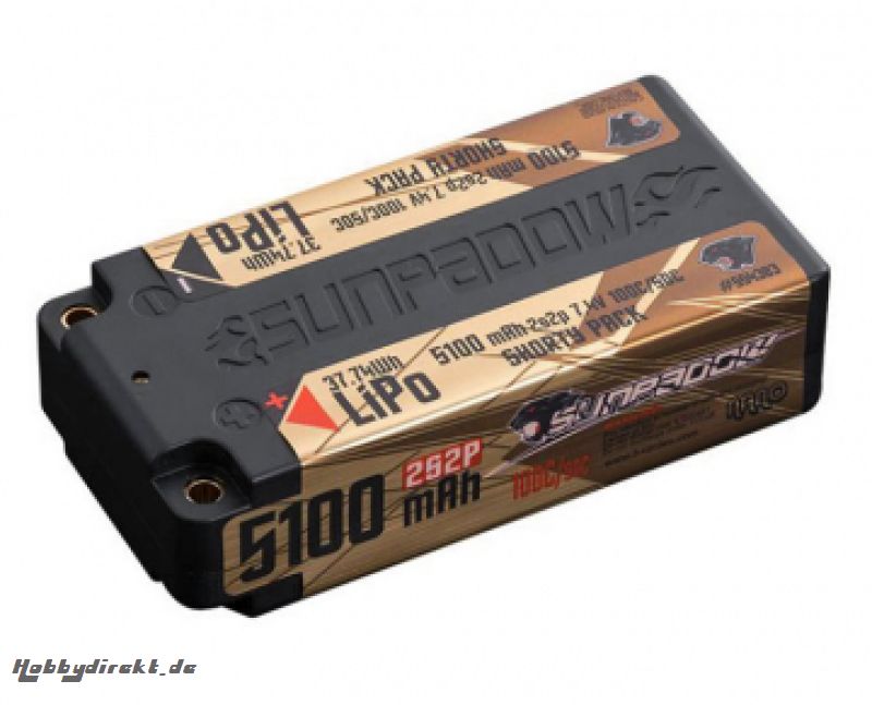 Li-Po Akku 2S 7,4V 5100mAh 100C Shorty Gold SUNPADOW 554383