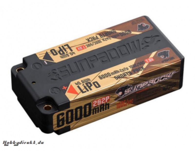 Li-Po Akku 2S 7,6V 6000mAh 100C Shorty HV Gold SUNPADOW 554385