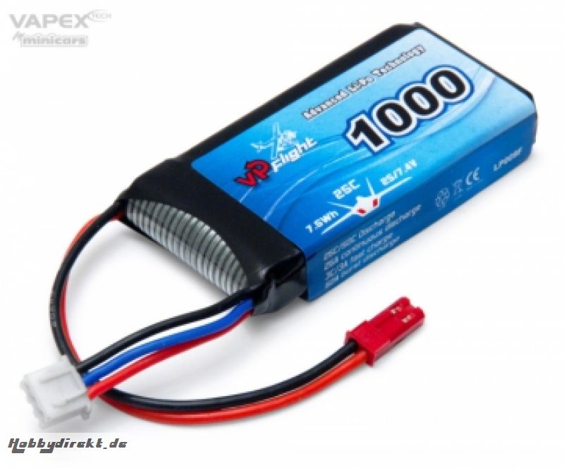 Li-Po Akku 2S 7,4V 1000mAh 25C JST-RCY (BEC) VAPEX LP009F