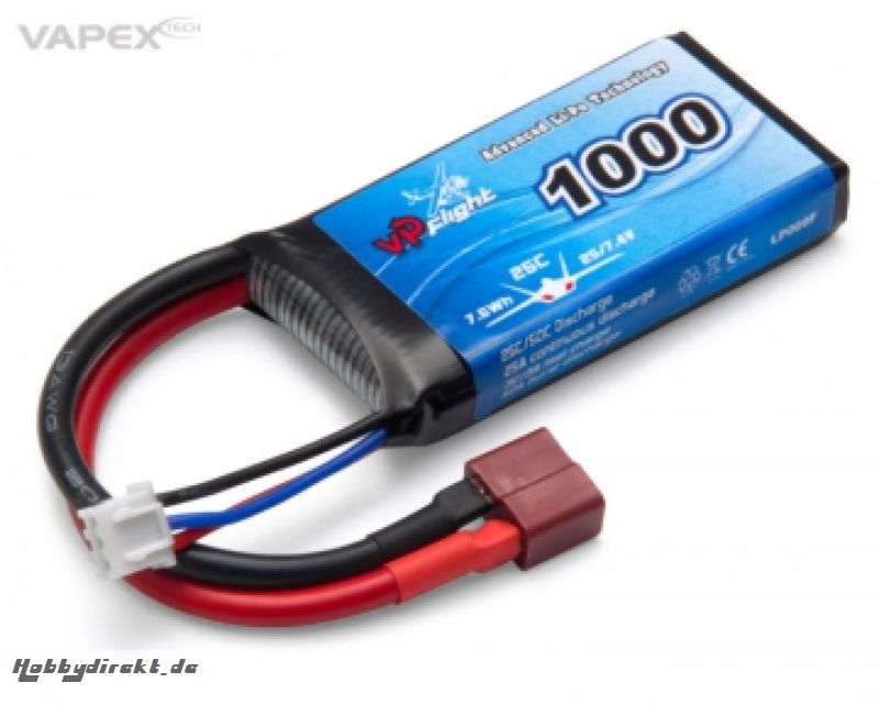 Li-Po Akku 2S 7,4V 1000mAh 25C T-Steckverbinder VAPEX LP009FD