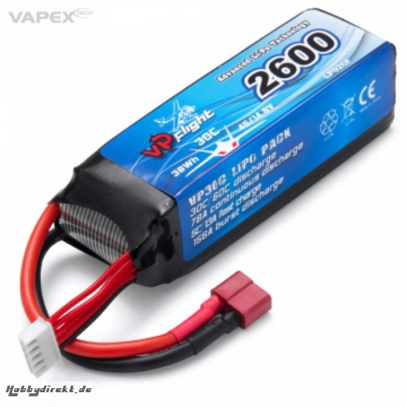 Li-Po Akku 4S 14,8V 2600mAh 30C T-Stecker VAPEX LP026FD