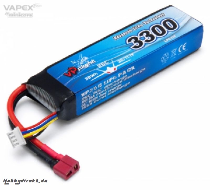 Li-Po Akku 3S 11,1V 3300mAh 25C T-Steckverbinder VAPEX LP033FD