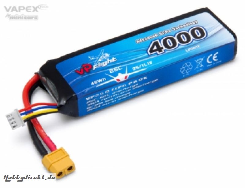 Li-Po Akku 3S 11,1V 4000mAh 25C XT60-Stecker VAPEX LP041FXT