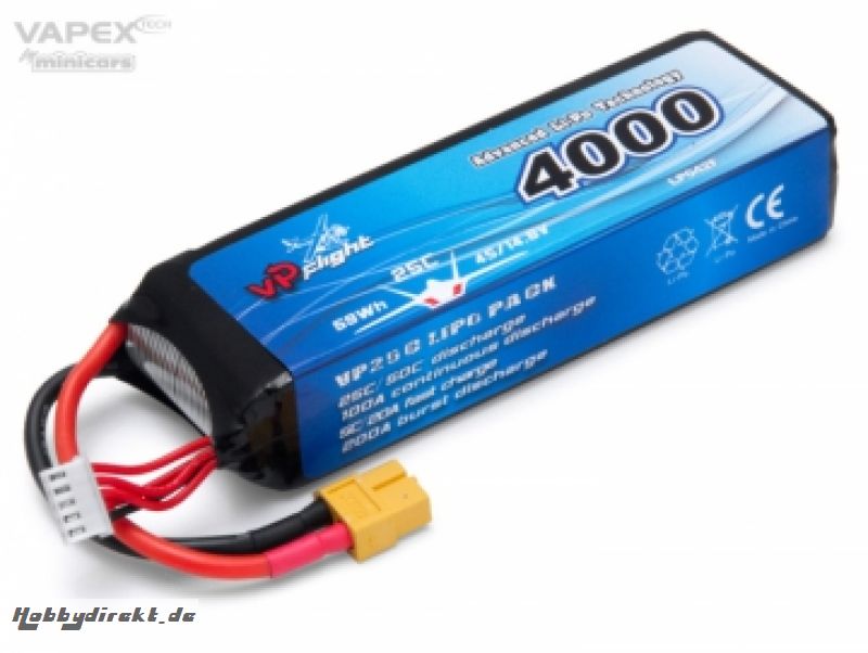 Li-Po Akku 4S 14,8V 4000mAh 25C XT60-Stecker VAPEX LP042FXT