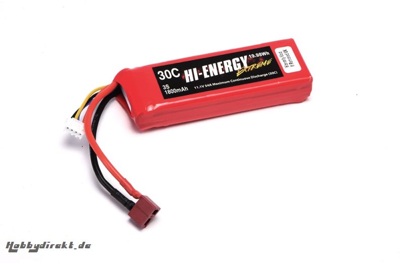 Hi-Energy 3S 1800mAh 30C T-Type Hi-Energy O-HE3S180030C-T-TYP