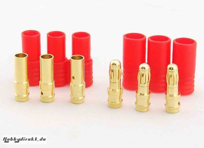 03-044 3,5mm Goldkontaktstecker (3x) mit rotem Gehäuse 36052