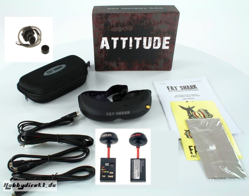 Attitude V2 FPV Profi- Videobrille 25mW CE Kit + Headtracker+ Spironet 36417