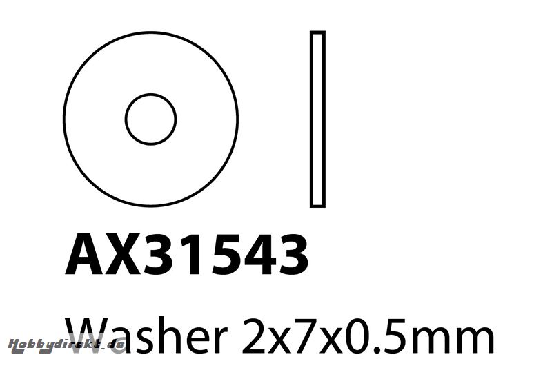 Axial - Washer 2x7x.5mm - 10 pcs AX31543 Hobbico