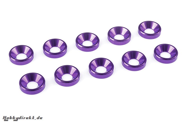 Team Corally - Aluminium Unterlegscheibe - für M4 Senkkopfschrauben - AD=10mm - Violet - 10 St C-31212