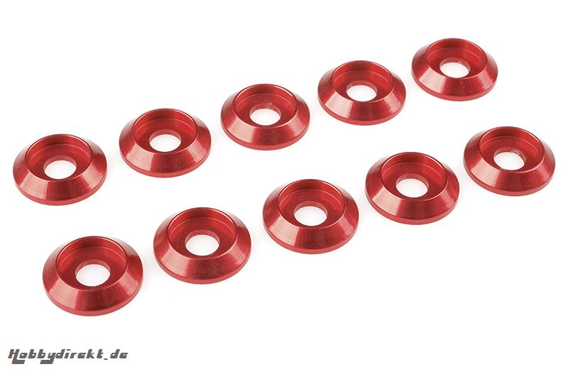 Team Corally - Aluminium Unterlegscheibe - for M4 Linsenkopfschrauben - AD=12mm - Rot - 10 St C-31325