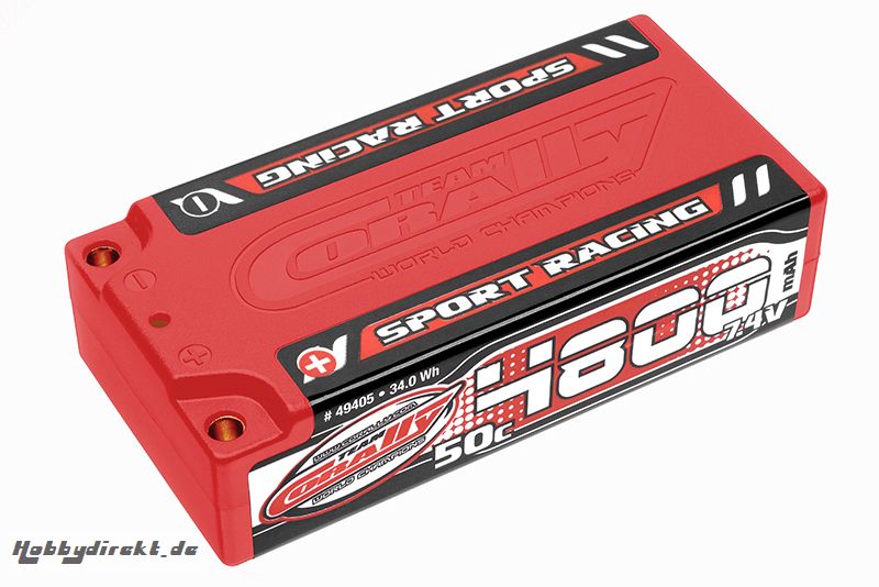 Team Corally - Sport Racing 50C LiPo Battery - 4800mAh - 7.4V - Shorty 2S - 4mm Bullit C-49405